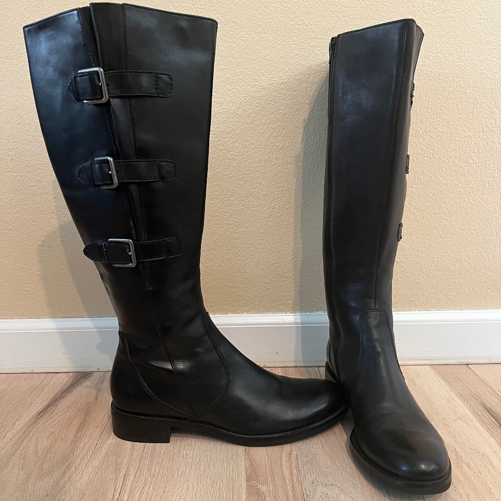 ECCO Hobart Leather Riding Boots with Buckles (Size 41)